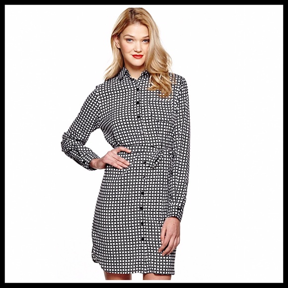 BUTTON DOWN PRINT SHIRT LONG SLEEVE DRESS A2C - Picture 5 of 6